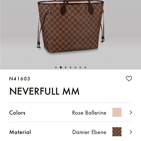 Louis Vuitton Neverful MM Damier Ebene Rose Ballerine - Picture 11 of 12